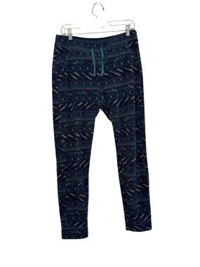Patagonia Women's Snap-T Fleece Blue Aztec Drawstring Pants Size Medium